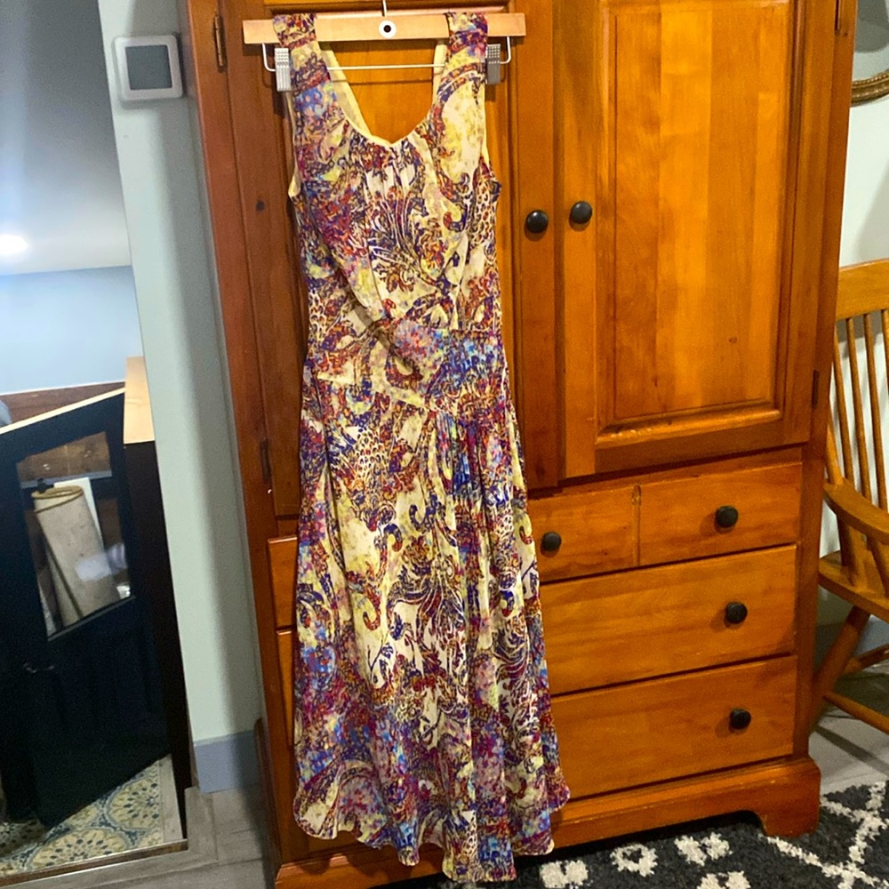 EVAN-PICONE• Size 8• Multi Colored Asymmetrical Lined Dress